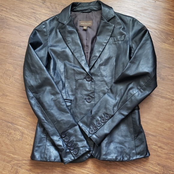 John Carlisle sz Medium genuine soft leather blazer jacket lightweight black - Picture 6 of 10